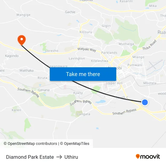 Diamond Park Estate to Uthiru map
