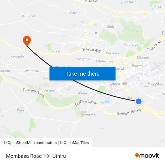 Mombasa Road to Uthiru map