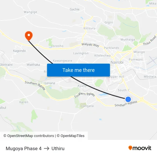 Mugoya Phase 4 to Uthiru map