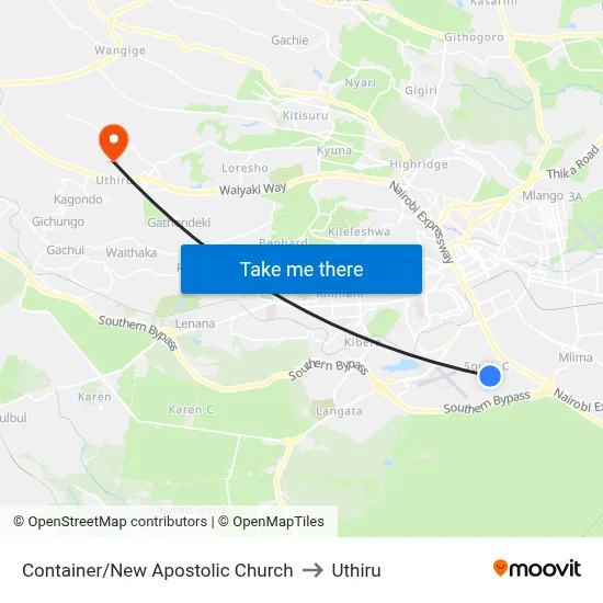 Container/New Apostolic Church to Uthiru map