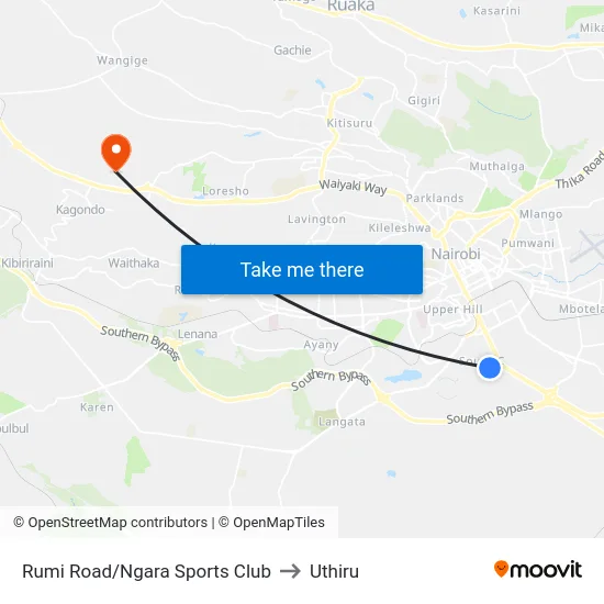 Rumi Road/Ngara Sports Club to Uthiru map