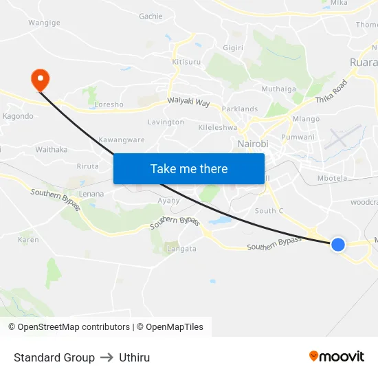 Standard Group to Uthiru map