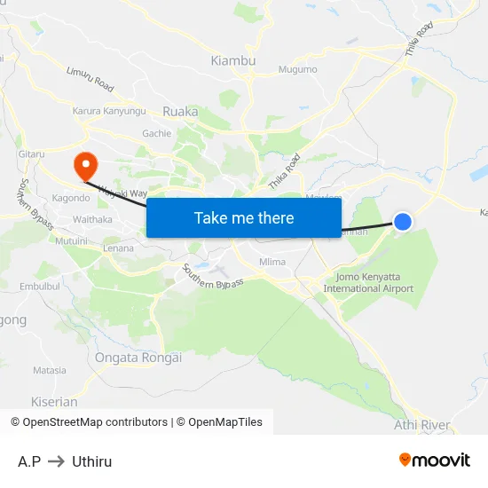 A.P to Uthiru map