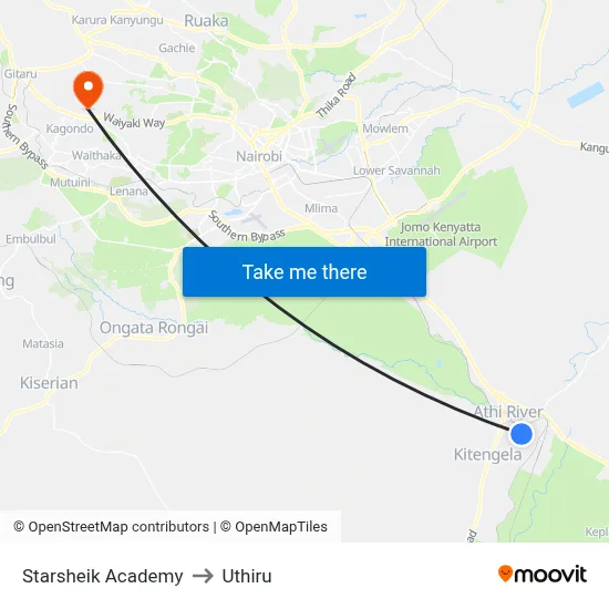 Starsheik Academy to Uthiru map