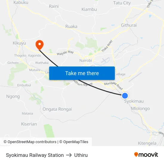 Syokimau Railway Station to Uthiru map