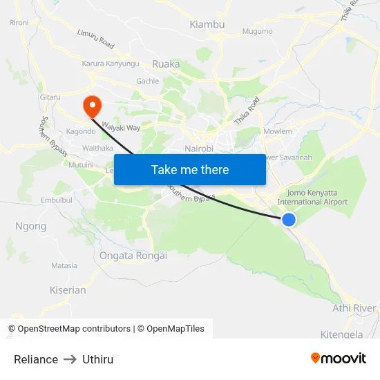 Reliance to Uthiru map