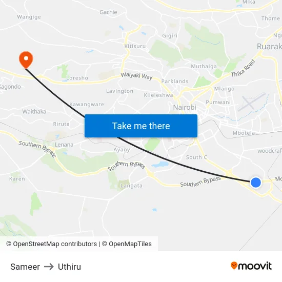 Sameer to Uthiru map