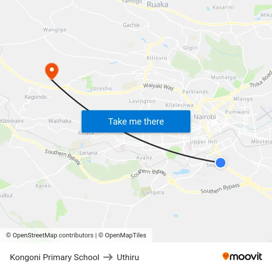 Kongoni Primary School to Uthiru map