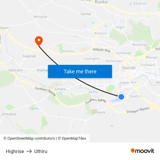 Highrise to Uthiru map
