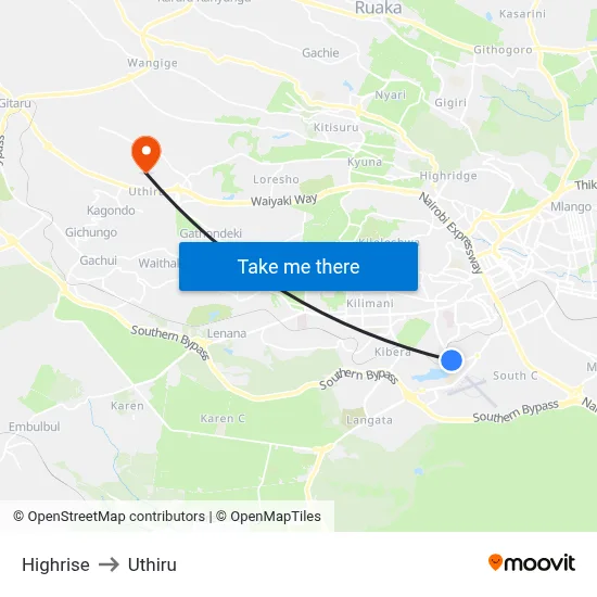 Highrise to Uthiru map