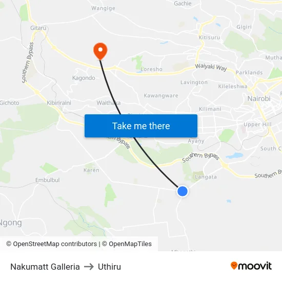 Nakumatt Galleria to Uthiru map