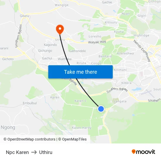 Npc Karen to Uthiru map
