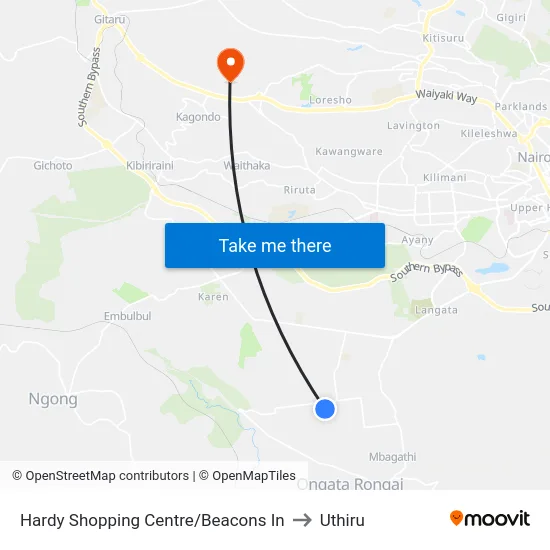 Hardy Shopping Centre/Beacons In to Uthiru map