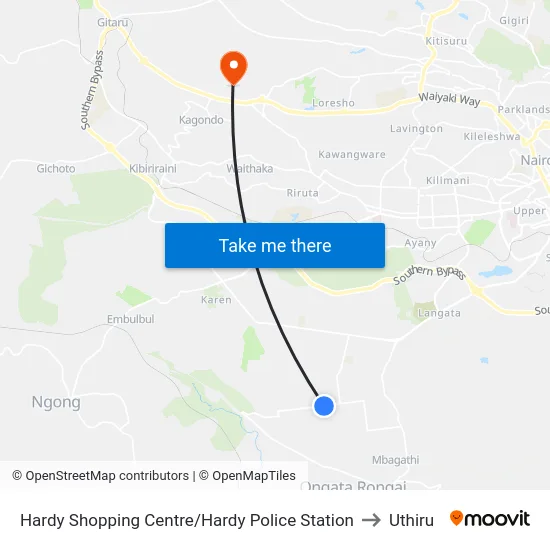 Hardy Shopping Centre/Hardy Police Station to Uthiru map
