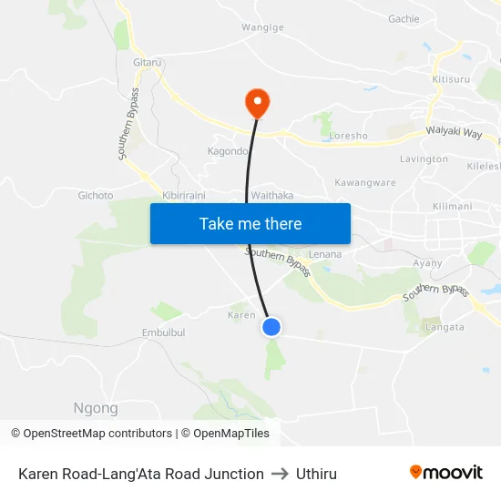 Karen Road-Lang'Ata Road Junction to Uthiru map
