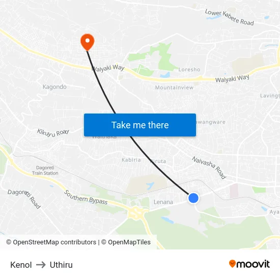 Kenol to Uthiru map