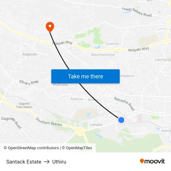 Santack Estate to Uthiru map