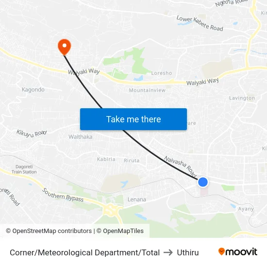 Corner/Meteorological Department/Total to Uthiru map