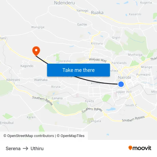 Serena to Uthiru map