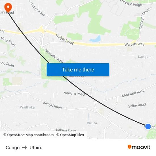 Congo to Uthiru map