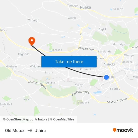 Old Mutual to Uthiru map