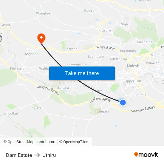 Dam Estate to Uthiru map
