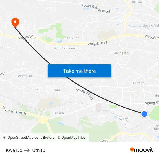 Kwa Dc to Uthiru map
