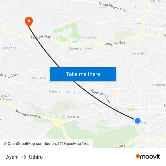 Ayani to Uthiru map