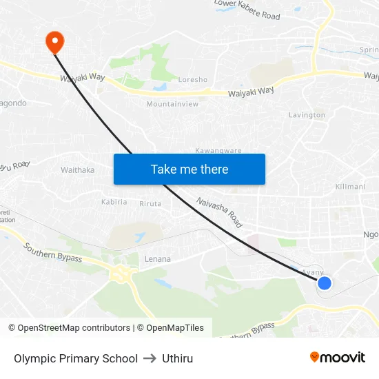 Olympic Primary School to Uthiru map
