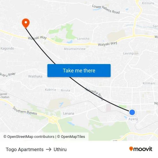 Togo Apartments to Uthiru map