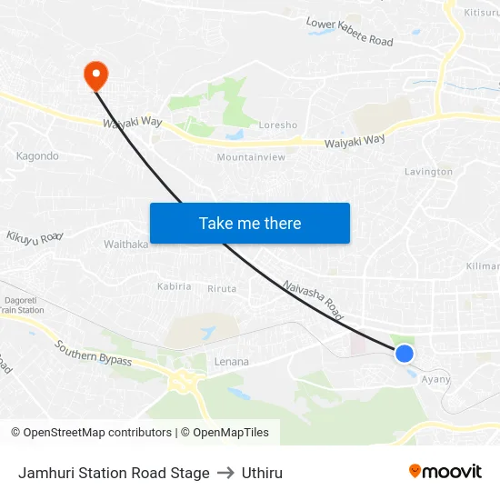Jamhuri Station Road Stage to Uthiru map