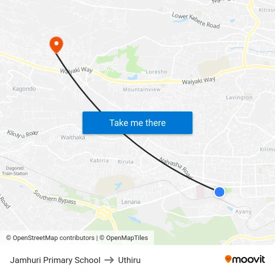 Jamhuri Primary School to Uthiru map