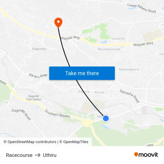 Racecourse to Uthiru map