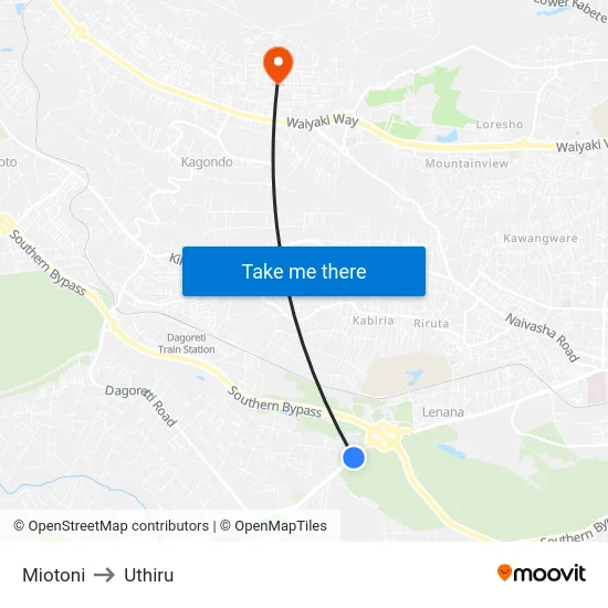 Miotoni to Uthiru map