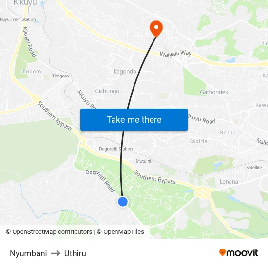 Nyumbani to Uthiru map