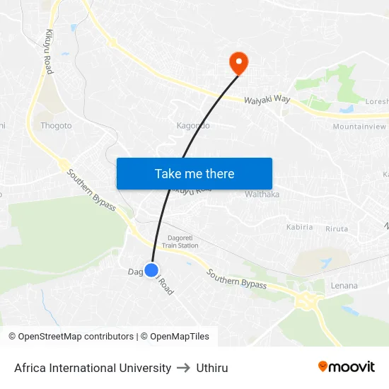 Africa International University to Uthiru map