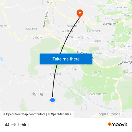 44 to Uthiru map