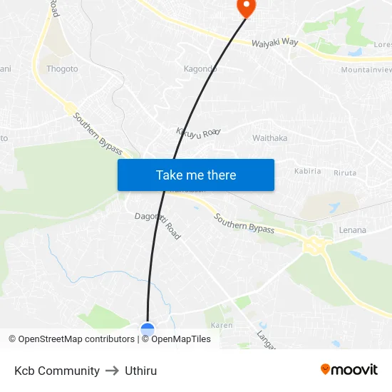 Kcb Community to Uthiru map