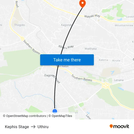 Kephis Stage to Uthiru map