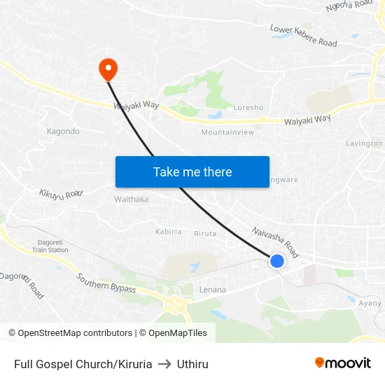 Full Gospel Church/Kiruria to Uthiru map