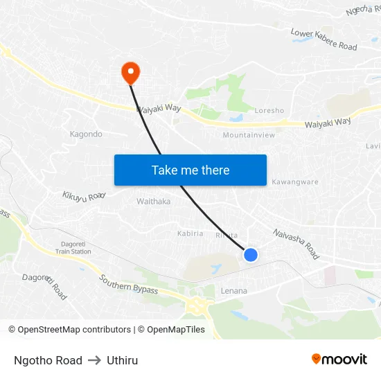 Ngotho Road to Uthiru map