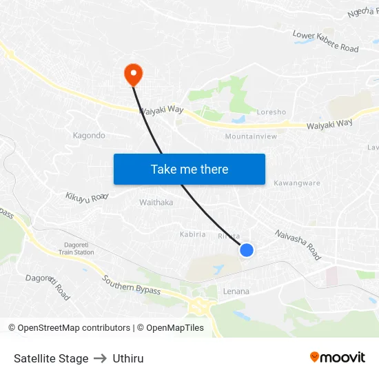 Satellite Stage to Uthiru map