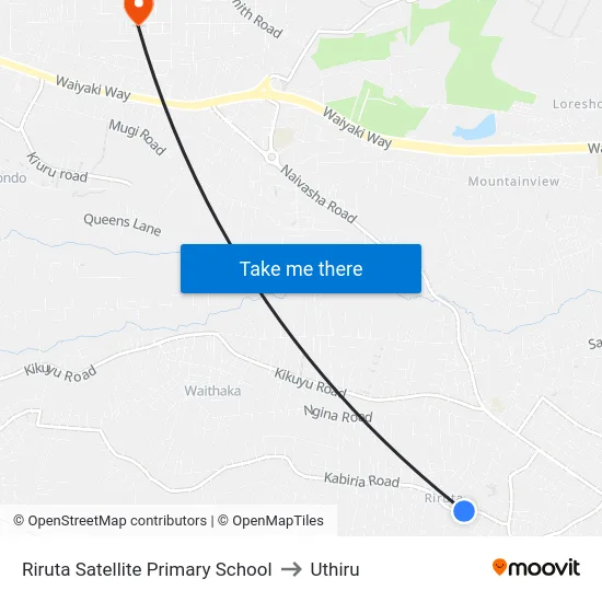 Riruta Satellite Primary School to Uthiru map