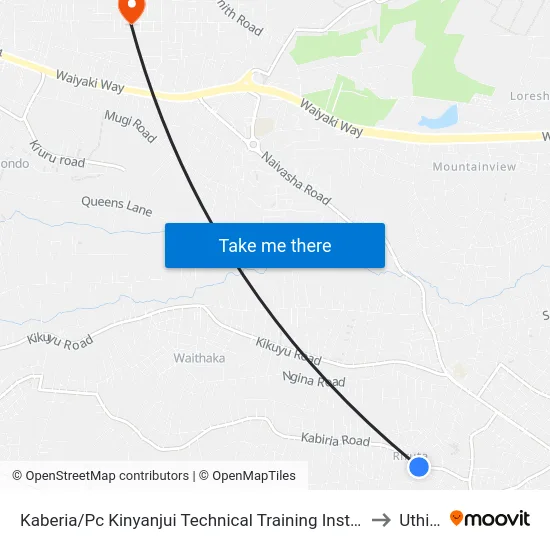Kaberia/Pc Kinyanjui Technical Training Institute to Uthiru map