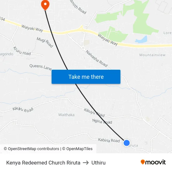 Kenya Redeemed Church Riruta to Uthiru map