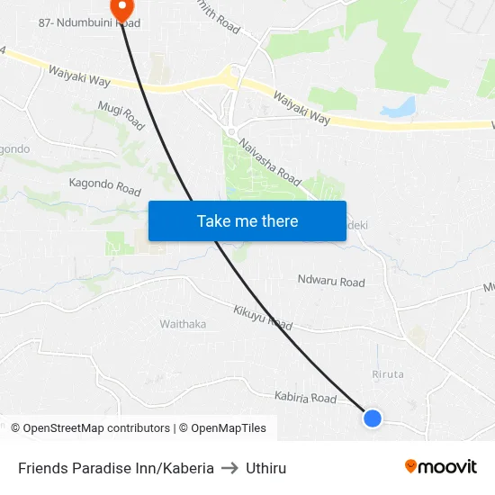 Friends Paradise Inn/Kaberia to Uthiru map