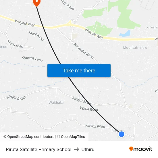 Riruta Satellite Primary School to Uthiru map