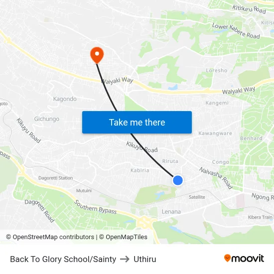 Back To Glory School/Sainty to Uthiru map