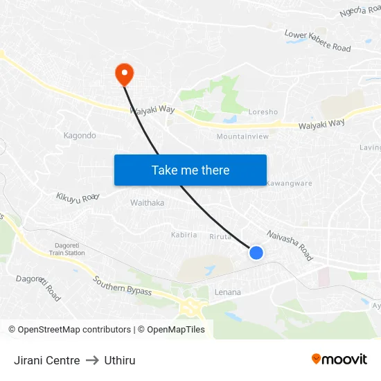 Jirani Centre to Uthiru map