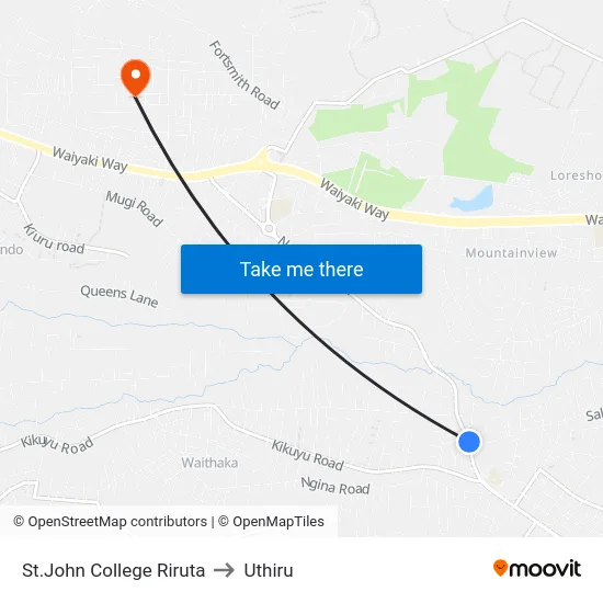 St.John College Riruta to Uthiru map